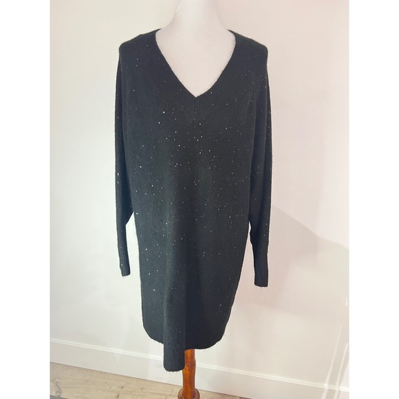 Primark Black Sequins V Neck Sweater Dress Women's Size M - Picture 15 of 16